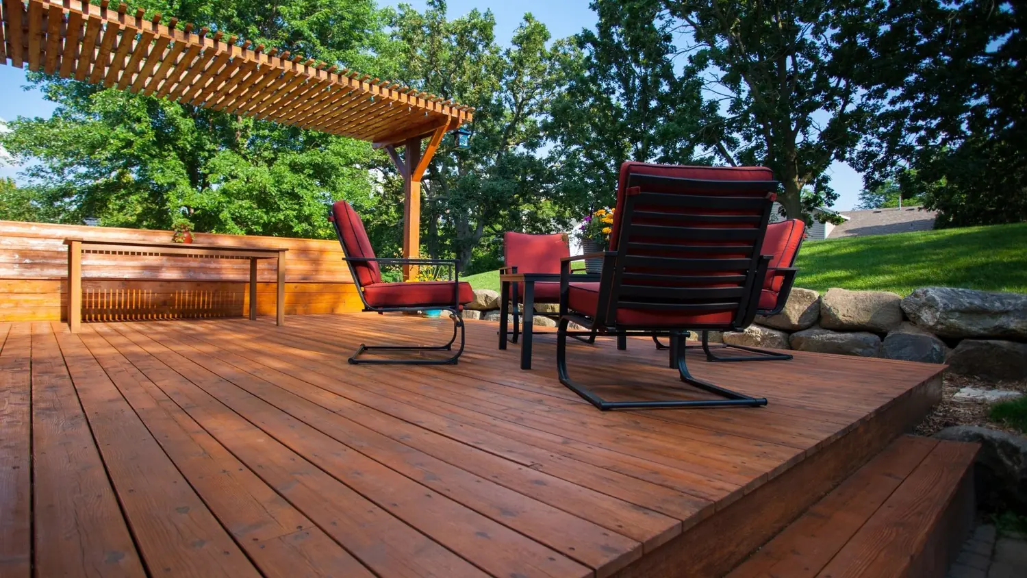 Deck staining finished patio by C&C Home Solutions LLC in Jefferson County AL